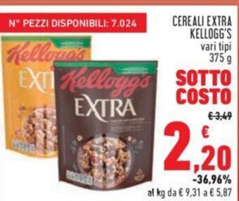 Conad CEREALI EXTRA KELLOGG'S vari tipi 375 g offerta