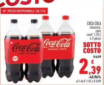 Conad COCA COLA classica, zero conf. 1,35 l x 2 pezzi offerta
