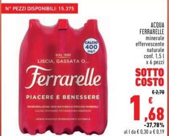 Conad ACQUA FERRARELLE minerale effervescente naturale conf. 1,5 l x 6 pezzi offerta