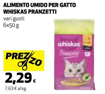 ALIMENTO UMIDO PER GATTO WHISKAS PRANZETTI vari gusti 6x50 g