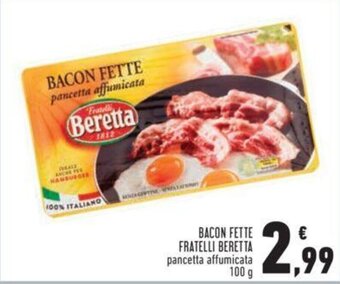 Conad BACON FETTE FRATELLI BERETTA pancetta affumicata 100 g offerta