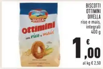 Conad BISCOTTI OTTIMINI DIVELLA riso e mais, integrali 400 g offerta