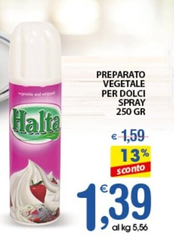 Qui Discount PREPARATO VEGETALE PER DOLCI SPRAY 250 GR offerta