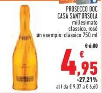 PROSECCO DOC CASA SANT'ORSOLA millesimato classico, rosé 750 ml
