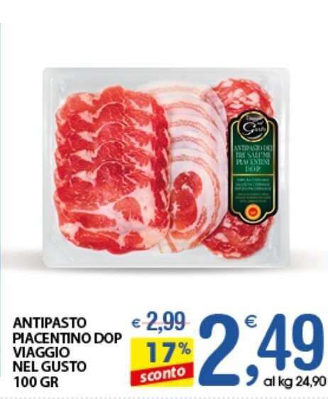 Qui Discount ANTIPASTO PIACENTINO DOP VIAGGIO NEL GUSTO 100 GR offerta