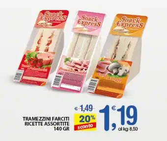 Qui Discount TRAMEZZINI FARCITI RICETTE ASSORTITE 140 GR offerta