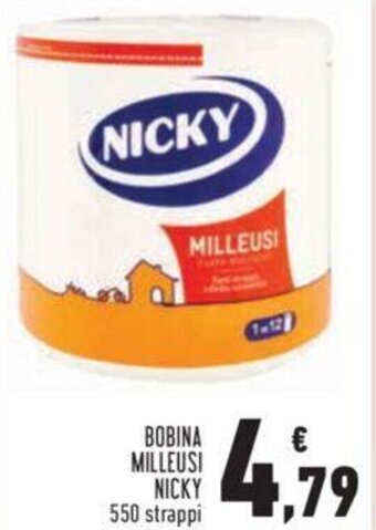 Conad BOBINA MILLEUSI NICKY 550 strappi offerta