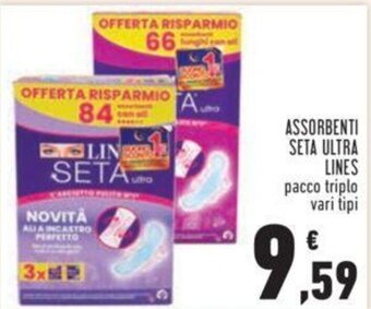 Conad ASSORBENTI SETA ULTRA LINES pacco triplo vari tipi offerta