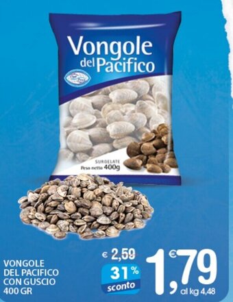Qui Discount VONGOLE DEL PACIFICO CON GUSCIO 400 GR offerta