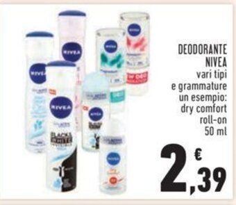 Conad DEODORANTE NIVEA vari tipi e grammature un esempio: dry comfort roll-on 50 ml offerta