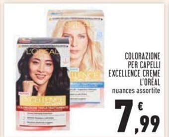 Conad COLORAZIONE PER CAPELLI EXCELLENCE CREME L'ORÉAL nuances assortite offerta