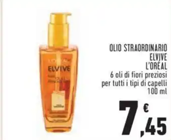 Conad OLIO STRAORDINARIO ELVIVE L'OREAL 6 oli di fiori preziosi per tutti i tipi di capelli 100 ml offerta