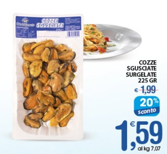 Qui Discount COZZE SGUSCIATE SURGELATE 225 GR offerta