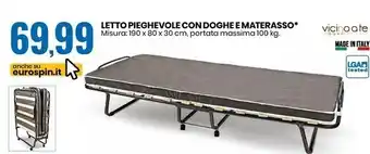 Eurospin Vicino a te letto pieghevole con doghe e materasso offerta