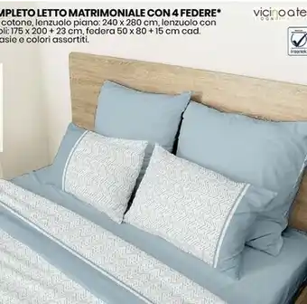 Eurospin Vicino a te completo letto matrimoniale con 4 federe offerta