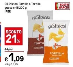 Iper La Grande Iper gli sfiziosi tortilla o tortilla gusto chili offerta