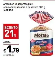 Iper La Grande Morato american bagel pretagliati con semi di sesamo e papavero 300 g offerta
