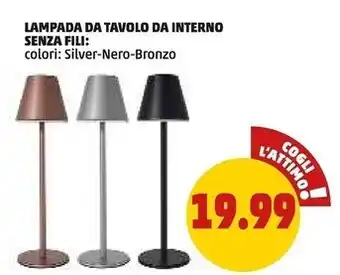 PENNY Lampada da tavolo da interno senza fili offerta
