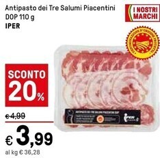 Iper La Grande Iper antipasto dei tre salumi piacentini dop offerta