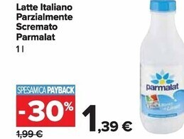 Carrefour Market Parmalat latte italiano parzialmente scremato offerta