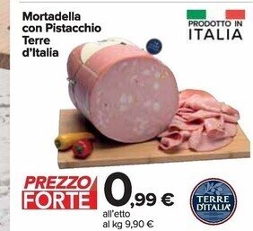Carrefour Market Terre d'italia mortadella con pistacchio offerta
