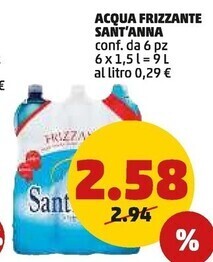 PENNY Sant'anna acqua frizzante offerta