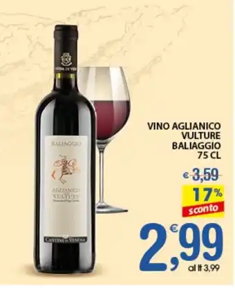 Qui Discount VINO AGLIANICO VULTURE BALIAGGIO 75 CL offerta