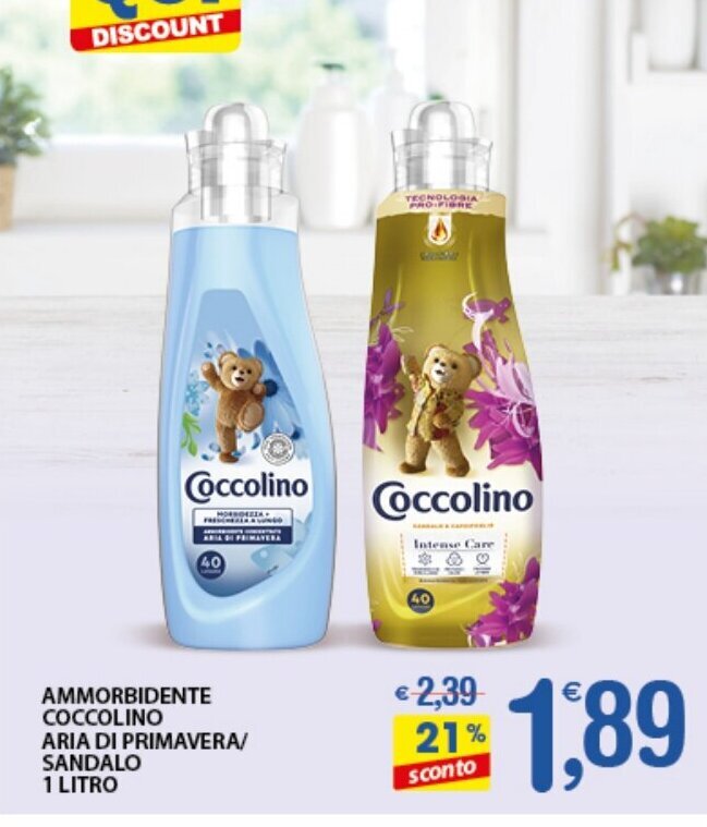 Qui Discount AMMORBIDENTE COCCOLINO ARIA DI PRIMAVERA/ SANDALO 1 LITRO offerta