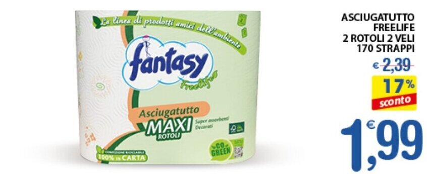 Qui Discount ASCIUGATUTTO FREELIFE 2 ROTOLI 2 VELI 170 STRAPPI offerta
