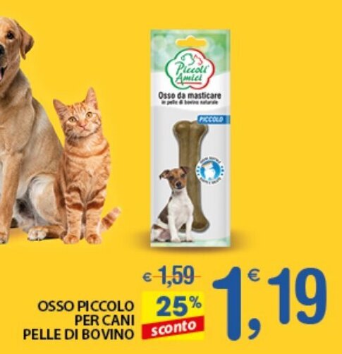 Qui Discount OSSO PICCOLO PER CANI PELLE DI BOVINO offerta