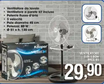 VENTILATORE 3 IN 1 80W PALE 45
