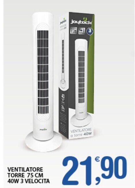 Qui Discount VENTILATORE TORRE 75 CM 40W 3 VELOCITA offerta