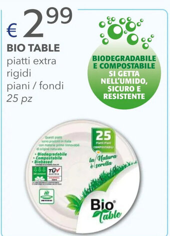 Acqua & Sapone BIO TABLE piatti extra rigidi piani/ fondi 25 pz offerta