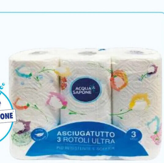 Acqua & Sapone ACQUA&SAPONE asciugatutto ultra 3 rotoli 3 veli 150 strappi offerta