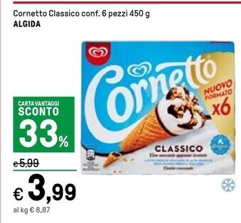 Iper La Grande Algida cornetto classico offerta
