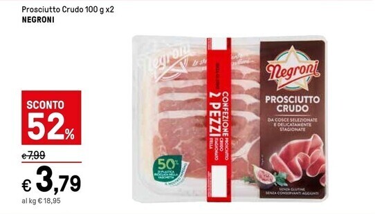 Iper La Grande Negroni prosciutto crudo offerta