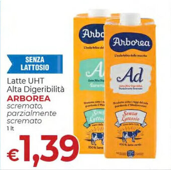 Latte UHT Alta Digeribilità ARBOREA scremato, parzialmente scremato 1 lt