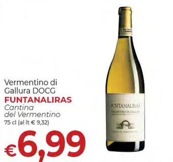 Supermercati Nonna Isa Vermentino di Gallura DOCG FUNTANALIRAS Cantina del Vermentino 75 cl offerta