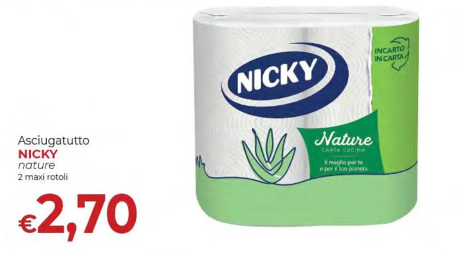 Supermercati Nonna Isa Asciugatutto NICKY nature 2 maxi rotoli offerta