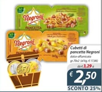 Cubetti di pancetta Negroni dolce-affumicata gr.70x2