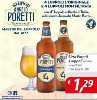 DiMeglio Birra Poretti 4 luppoli classica -non filtrata cl. 66 offerta
