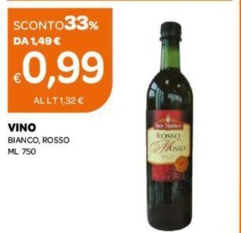 Ekom VINO BIANCO, ROSSO ML 750 offerta