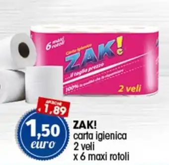 ZAK! carta igienica 2 veli xx 6 maxi rotoli 6 maxi rotoli