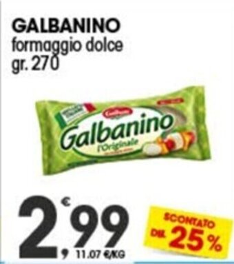 Quick Sisa GALBANINO formaggio dolce gr. 270 offerta