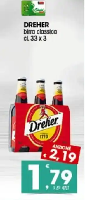 Quick Sisa DREHER birra classica cl. 33 x 3 offerta