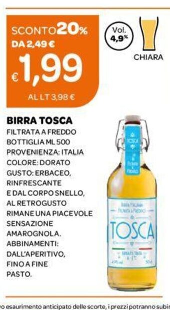 Ekom BIRRA TOSCA FILTRATA A FREDDO ML 500 offerta