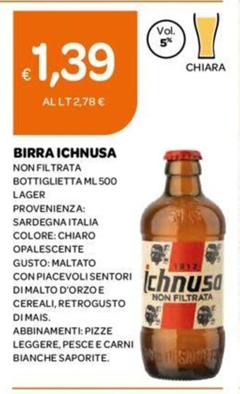 BIRRA ICHNUSA NON FILTRATA BOTTIGLIETTA ML 500