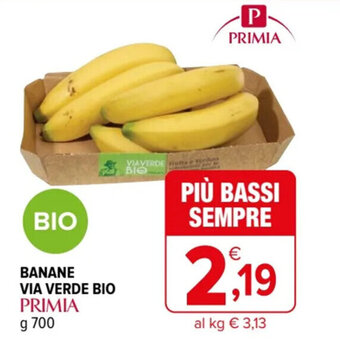 Iperal BANANE VIA VERDE BIO PRIMIA g 700 offerta