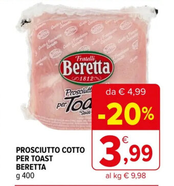 Iperal PROSCIUTTO COTTO PER TOAST BERETTA g 400 offerta