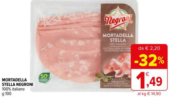 Iperal MORTADELLA STELLA NEGRONI 100% italiano g 100 offerta